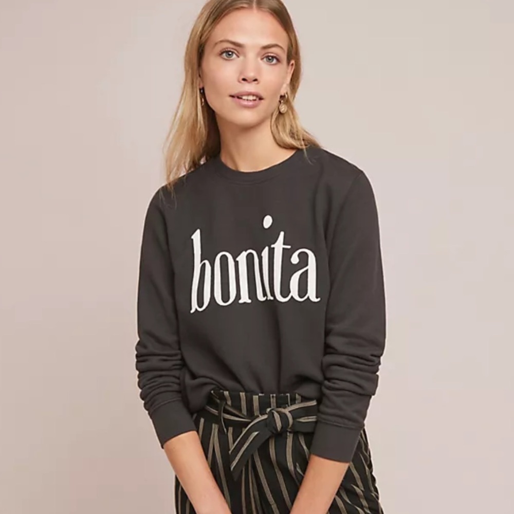 SOL ANGELES ANTHROPOLOGIEVintyge  Black Bonita Sweatshirt. Size L